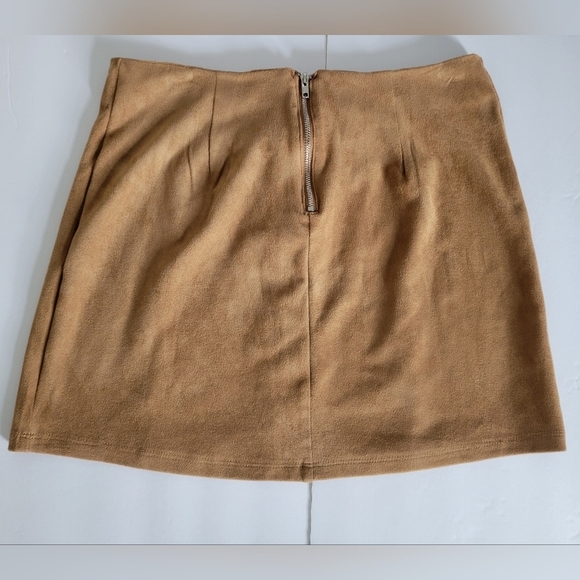 Charlotte Russe Brown Lace Up Tie Front Soft Staple Piece Mini Skirt - Picture 2 of 9